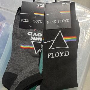 Pink Floyd Men’s Crew & ankle Socks — Black & Dark Gray with Rainbow Prism